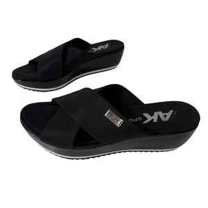 Anne Klein Sport Felisha Womens Slide On Platform Wedge Sandal Shoes Sz 10 Black